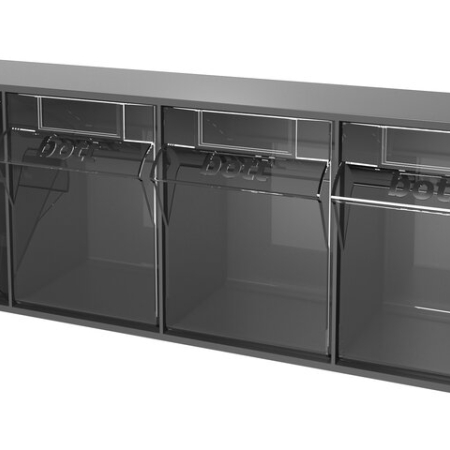 Tilt box 4 compartments WxDxH: 600x170x206mm - plastic / RAL 7016