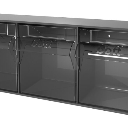 Tilt box 3 compartments WxDxH: 600x200x242mm - plastic / RAL 7016