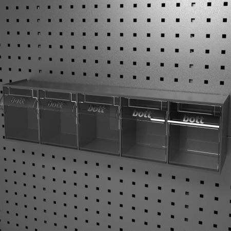 Tilt box 5 compartments with perfo holding brackets - WxDxH: 600x142x168mm - plastic / RAL 7016
