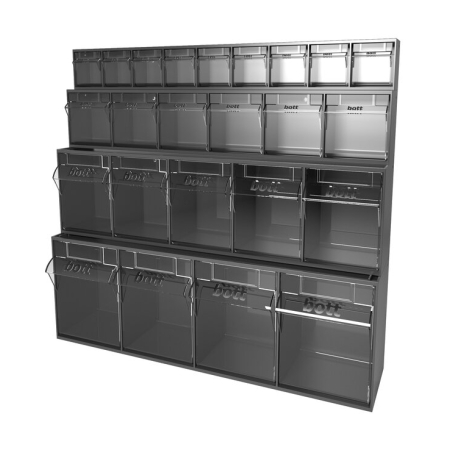 Tilt box mixed kit 24 compartments - WxDxH: 600x178x564mm - plastic / RAL 7016