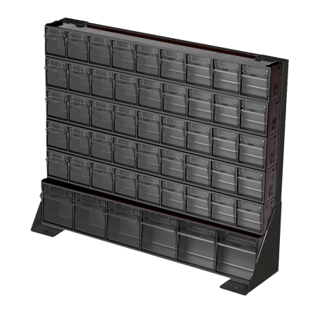 Tilt box bench stand kit 51 compartments - WxDxH: 610x150x500mm - plastic / RAL 7016