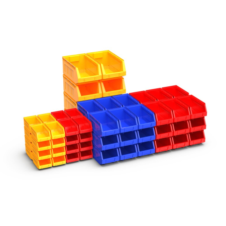 Plastic bin kit (mixed) (pack of 76) - mixed colours