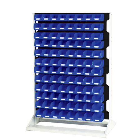 perfo panel rack (louvre) &amp; bin kit double sided with 192x blue bins WxDxH: 1000x550x1450mm