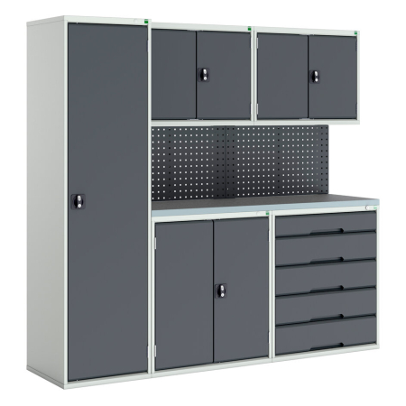 verso modular workshop with 4x cupboards, 1x cabinet WxDxH: 2125x590x2000mm
