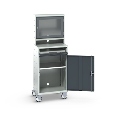 verso computer cupboard mobile with screen cbd, 1 shelf, 1 sliding tray WxDxH: 650x550x1800mm