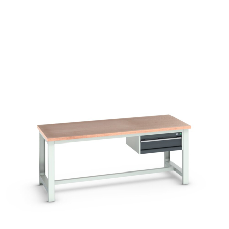cubio framework bench (multiplex) with 1 drawer cabinet WxDxH: 2000x900x840mm