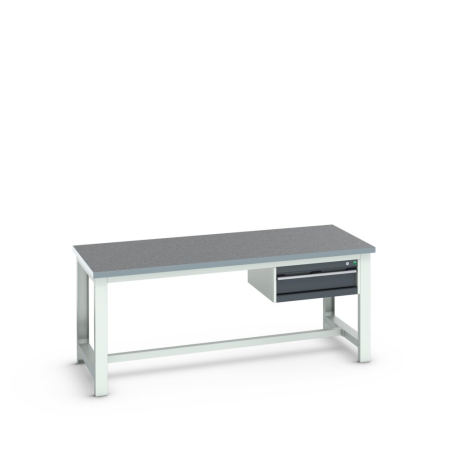 cubio framework bench (lino) with 1 drawer cabinet WxDxH: 2000x900x840mm