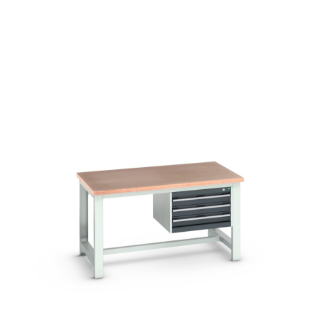 cubio framework bench (multiplex) with 3 drawer cabinet WxDxH: 1500x900x840mm