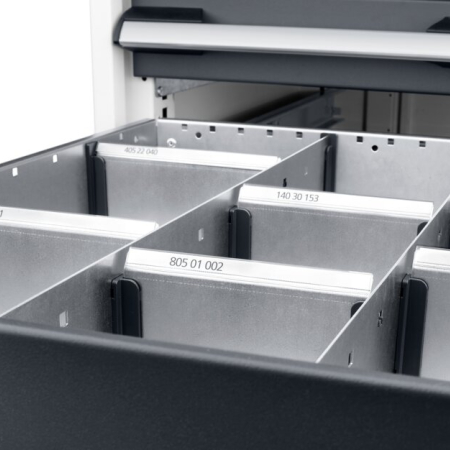 cubio cross divider kit for 75mm drawers (pack of 5) - WxDxH: 43x1x52mm - galvanised steel