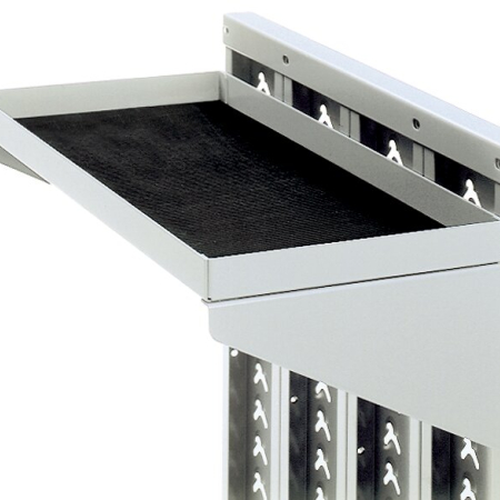 CNC high capacity trolley - end shelf WxDxH: 270x600x35mm - RAL 7035