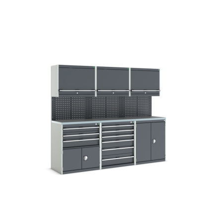 cubio modular workshop with 4x cupboards, 2x cabinets WxDxH: 2400x565x2000mm