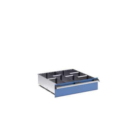 cubio adjustable metal divider kit 9 compartment - WxDxH: 650x650x150mm - galvanised steel