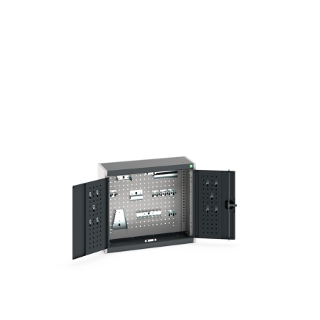 cubio wall cupboard (perfo door liner) with perfo back, 20x hook kit WxDxH: 800x325x700mm