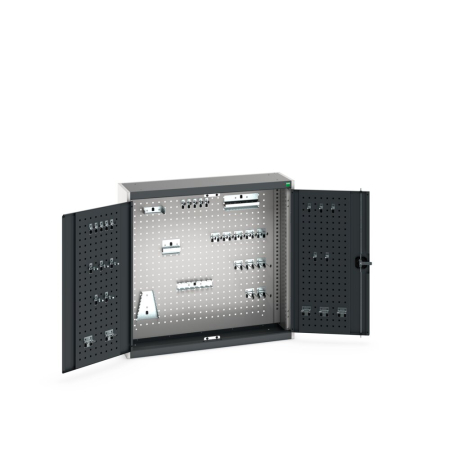 cubio wall cupboard (perfo door liner) with perfo back, 40x hook kit WxDxH: 1050x325x1000mm