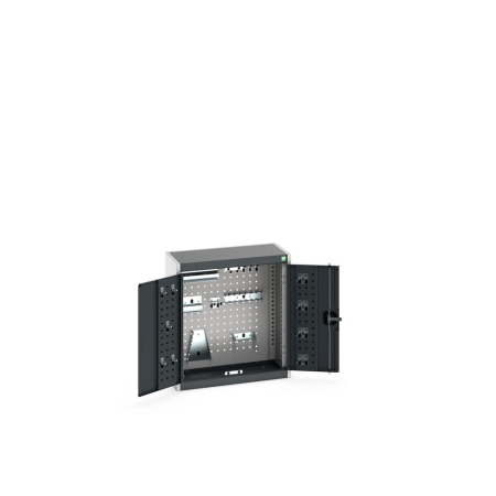 cubio wall cupboard (perfo door liner) with perfo back, 20x hook kit WxDxH: 650x325x700mm