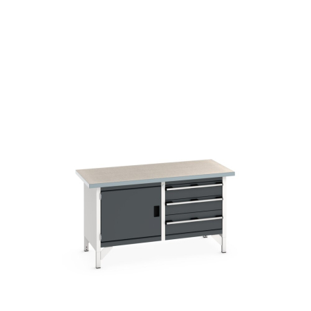 cubio storage bench (lino) full cupboard / 3 drawer WxDxH: 1500x750x840mm
