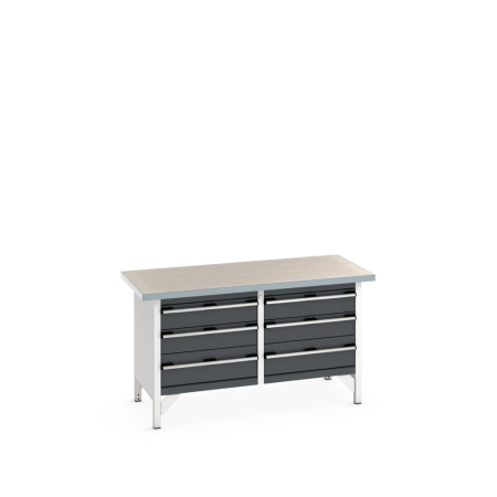 cubio storage bench (lino) 3 drawers / 3 drawer WxDxH: 1500x750x840mm