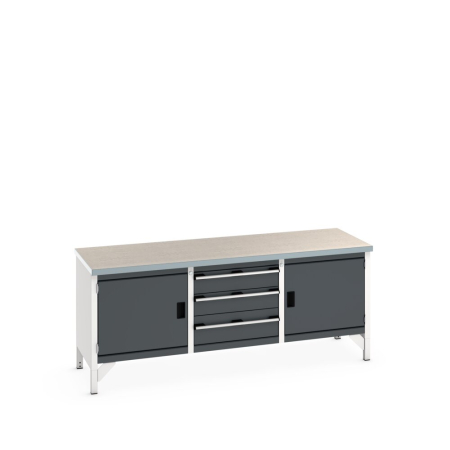 cubio storage bench (lino) full cupboard / 3 drw / full cupboard WxDxH: 2000x750x840mm