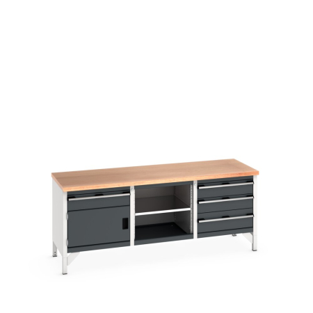 cubio storage bench (multiplex) 1 drawer-door / open / 3 drawer WxDxH: 2000x750x840mm