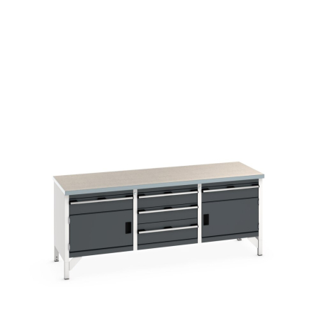 cubio storage bench (lino) 1 drwr-door / 3 drw cab / 1 drwr-door WxDxH: 2000x750x840mm