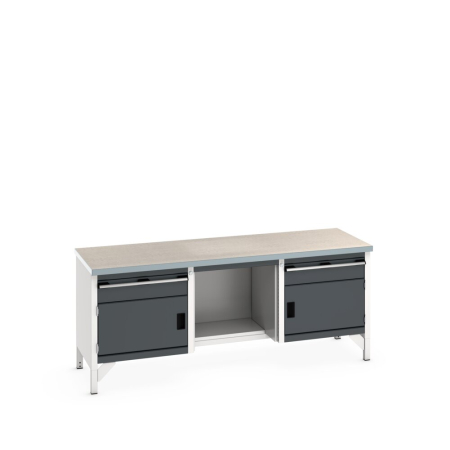 cubio storage bench (lino) 1 drwr-door / 1/2 shelf / 1 drwr-door WxDxH: 2000x750x840mm