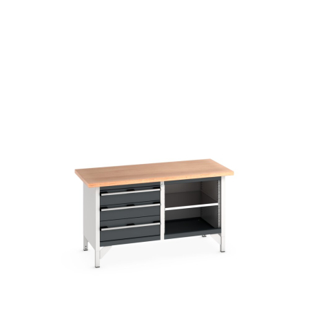 cubio storage bench (multiplex) 3 drawer / open WxDxH: 1500x750x840mm