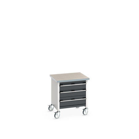 cubio mobile storage bench (lino) 3 drawers WxDxH: 750x750x840mm