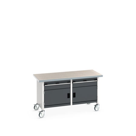 cubio mobile storage bench (lino) 1 drawer-door/1 drawer-door WxDxH: 1500x750x840mm