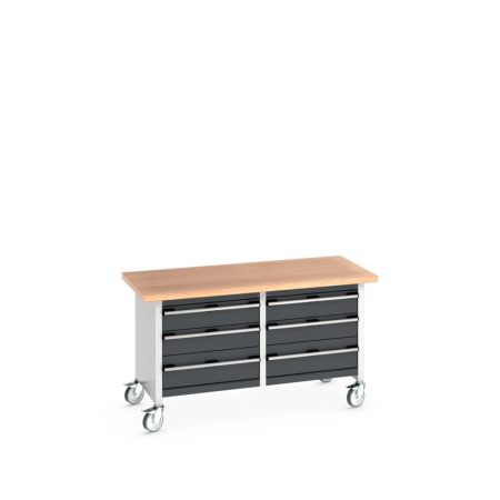 cubio mobile storage bench (multiplex) 3 drawer / 3 drawer WxDxH: 1500x750x840mm