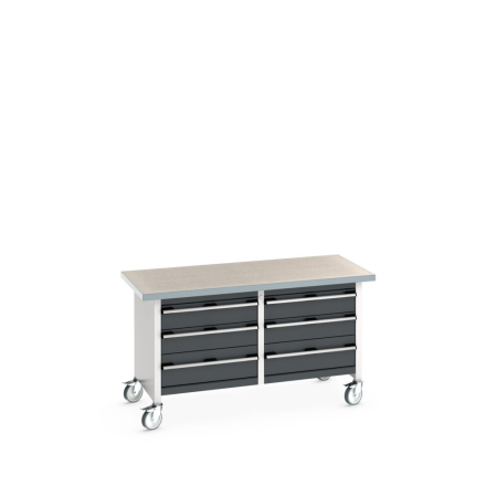 cubio mobile storage bench (lino) 3 drawers / 3 drawers WxDxH: 1500x750x840mm