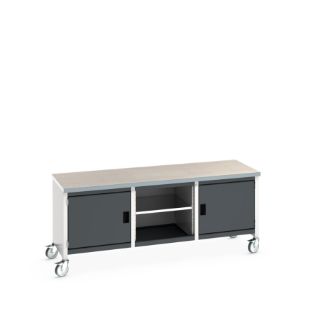 cubio mobile storage bench (lino) full cupboard / mid shelf /full cupboard WxDxH: 2000x750x840mm