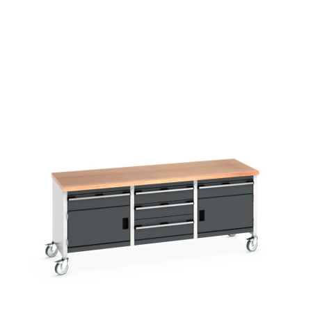 cubio mobile storage bench (multiplex) 1 drawer-door / 3 drawer / 1 drawer-door WxDxH: 2000x750x840mm
