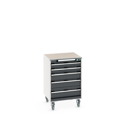 cubio mobile drawer cabinet (lino) with 5 drawers WxDxH: 650x650x990mm