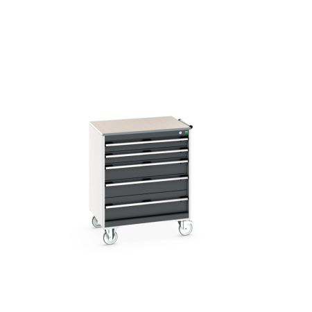 cubio mobile drawer cabinet (lino) with 5 drawers WxDxH: 800x650x990mm