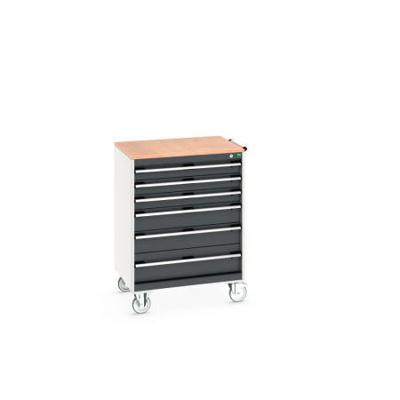 cubio mobile drawer cabinet (multiplex) with 6 drawers WxDxH: 800x650x1090mm