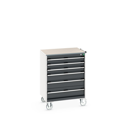 cubio mobile drawer cabinet (lino) with 6 drawers WxDxH: 800x650x1090mm