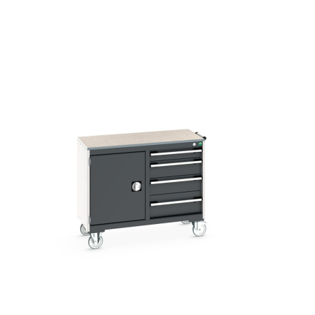 cubio maintenance trolley (lino) 525/525 with cupboard / 4 drawers WxDxH: 1050x525x890mm