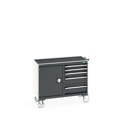 cubio maintenance trolley (top tray) 525/525 wide, cupboard / 5 drawer WxDxH: 1050x525x885mm