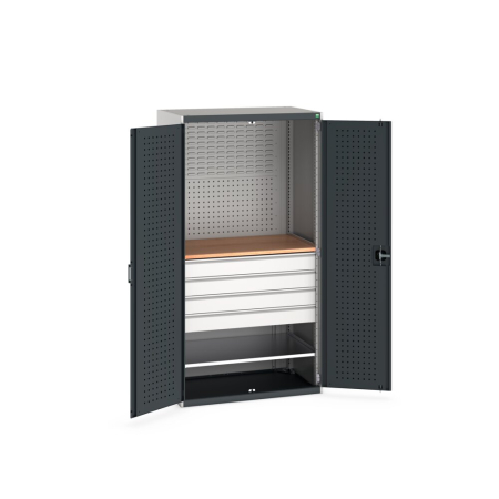 cubio cupboard (perfo door liner) 2x panels, 1x shelf, 4x drwr, 1x worktop WxDxH: 1050x650x2000mm