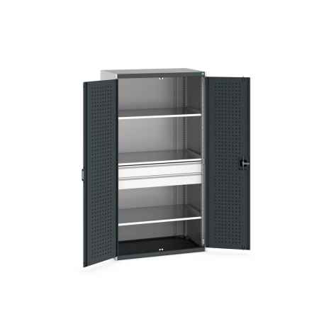 cubio cupboard (perfo door liner) with 3x shelves, 2x drawers WxDxH: 1050x650x2000mm
