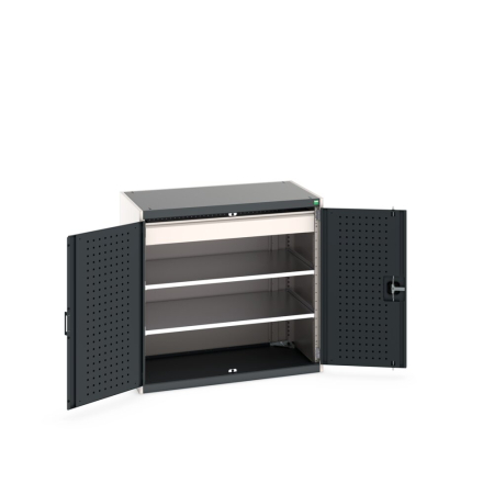 cubio cupboard (perfo door liner) with 2x shelves, 1x drawer WxDxH: 1050x650x1000mm