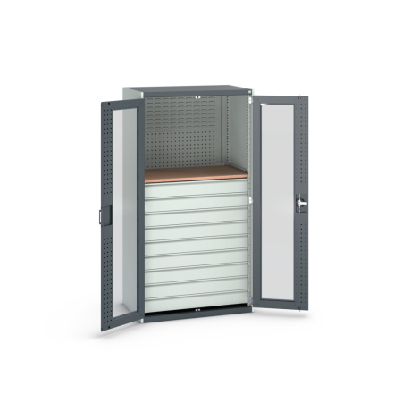 cubio cupboard (window door) with 2x panels, 9x drawers, 1x worktop WxDxH: 1050x650x2000mm
