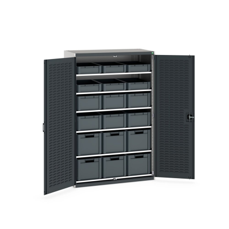 cubio cupboard (louvre door liner) with 6x shelves, 18x Eurobox kit WxDxH: 1300x650x2000mm