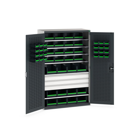 cubio cupboard (louvre door liner) 7x shelves, 3x drawers, 52x bottBox kit WxDxH: 1300x650x2000mm