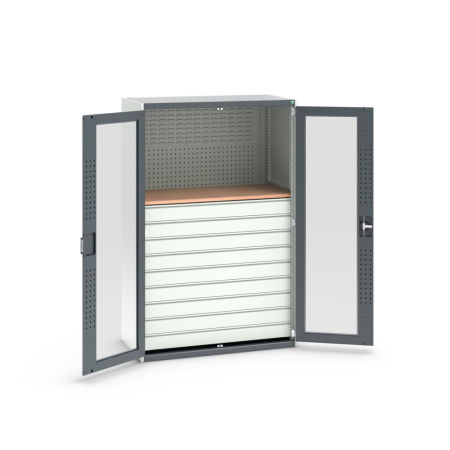 cubio cupboard (window door) with 2x panels, 9x drawers, 1x worktop WxDxH: 1300x650x2000mm