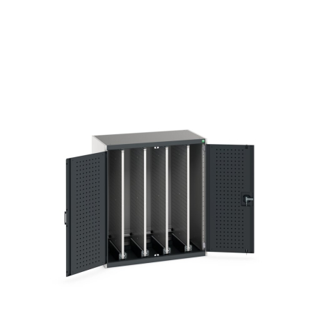 cubio cupboard (perfo door liner) with 4x vertical sliding perfo panels WxDxH: 1050x650x1200mm
