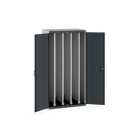 cubio cupboard (perfo door liner) with 4x vertical sliding perfo panels WxDxH: 1050x650x2000mm