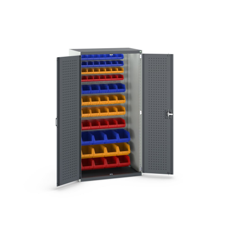cubio cupboard (perfo door liner) with louvre backpanel, 60x bin kit WxDxH: 1050x650x2000mm
