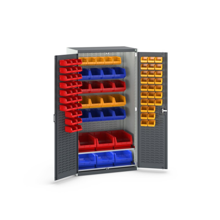 cubio cupboard (louvre door liner) louvre backpanel, 2x shelves, 81x bins WxDxH: 1050x650x2000mm
