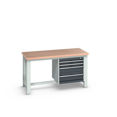 cubio framework bench (multiplex) with 4 drawer cabinet WxDxH: 1500x750x840mm